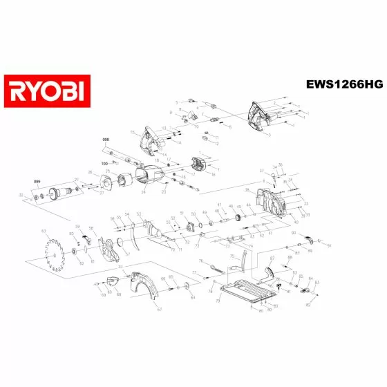 Ryobi EWS1266HG Spare Parts List Type: 5133000339